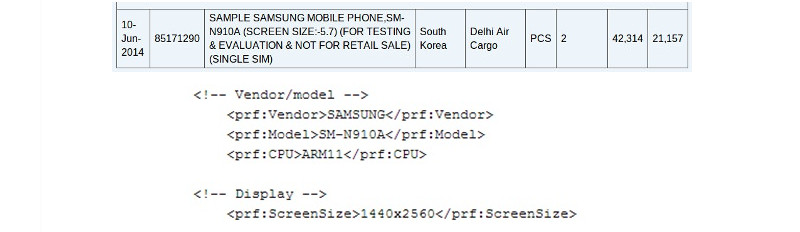 Подтвержден дисплей в Samsung GALAXY Note 4