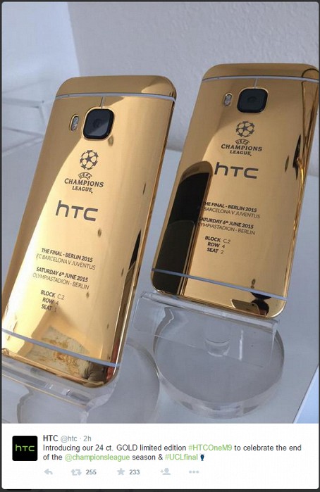 HTC рекламирует золотой флагман Лиги чемпионов с помощью iPhone