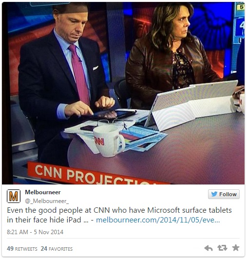 Телеведущие CNN используют планшеты Microsoft Surface как подставки для iPad